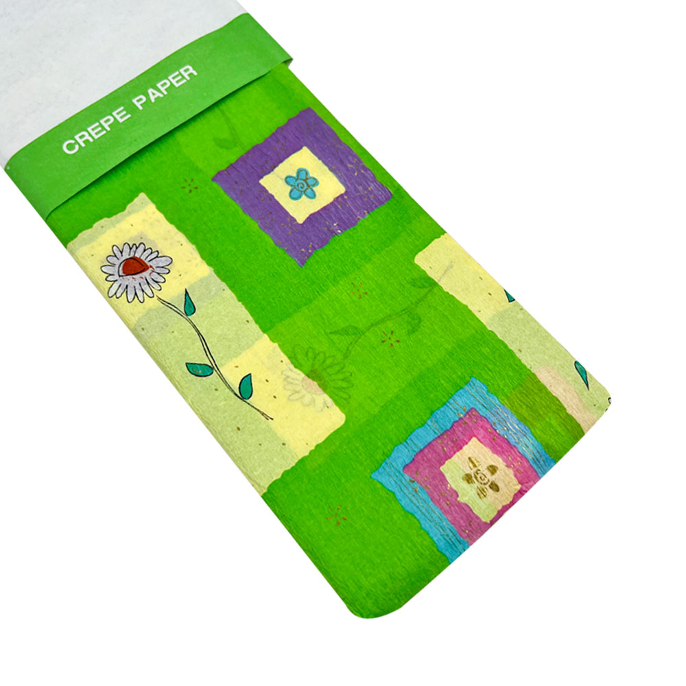Rollo de Papel Crepé (50 x 150 cm) con diseño de Cuadros de Flores