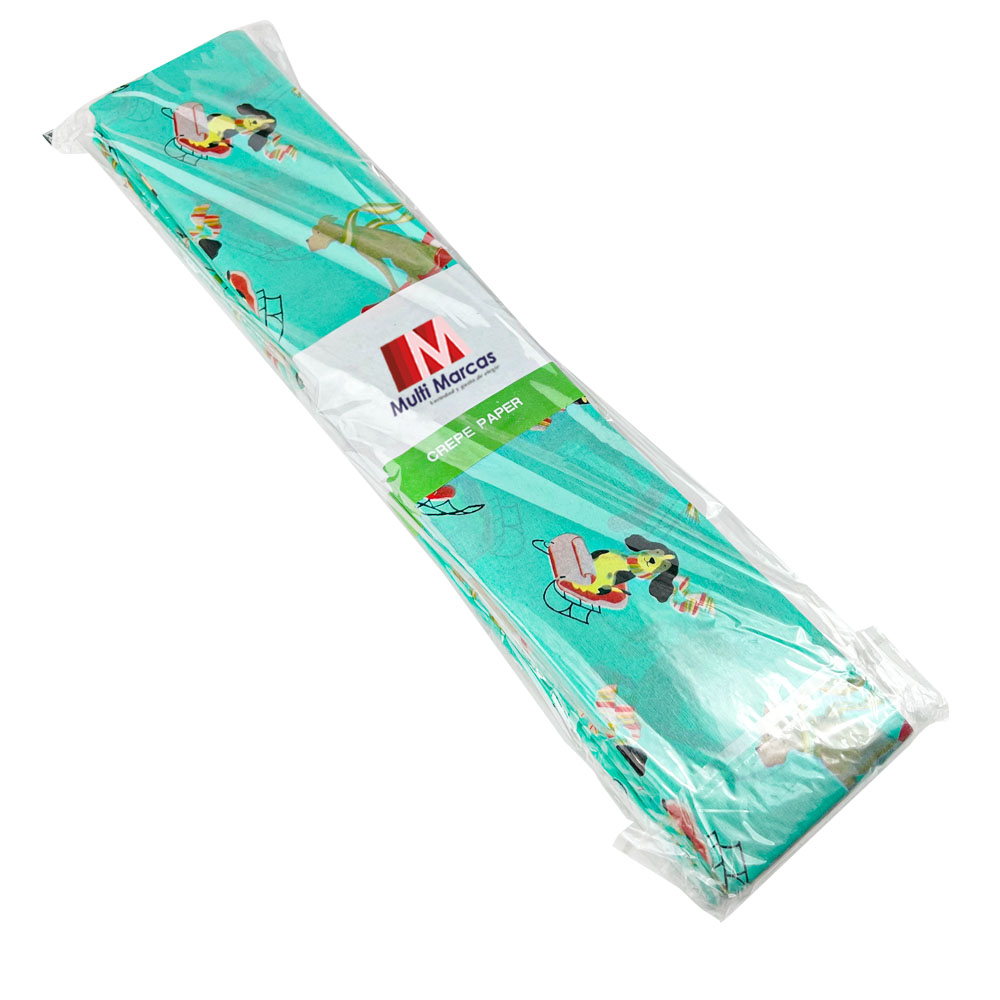 Rollo de Papel Crepé (50 x 150 cm) con patrón de Perritos en Trineo