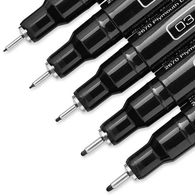 Set de 5 Tiralíneas de Trazo Fino Premier Ilustracion Negro Graduado - PRISMACOLOR - 14171