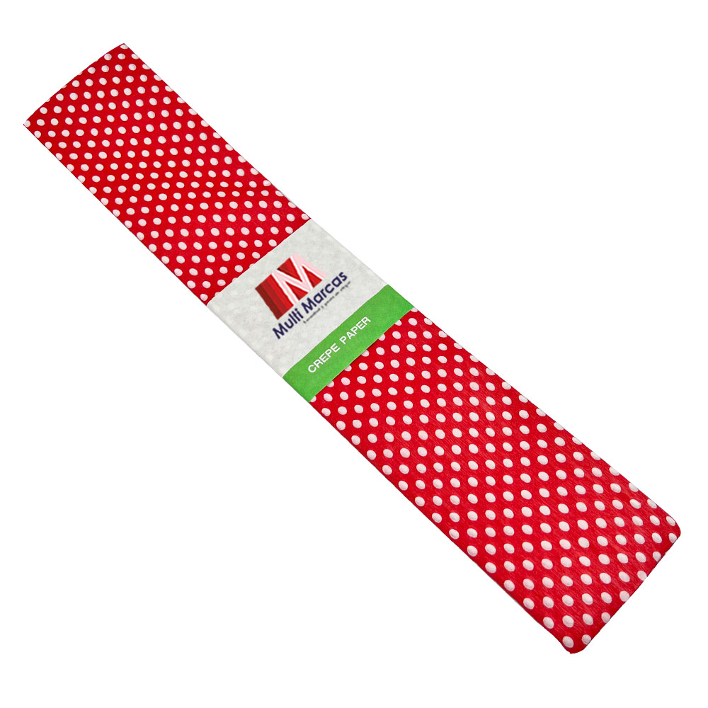 Rollo de Papel Crepé (50 x 150 cm) con patrón Punteado Rojo