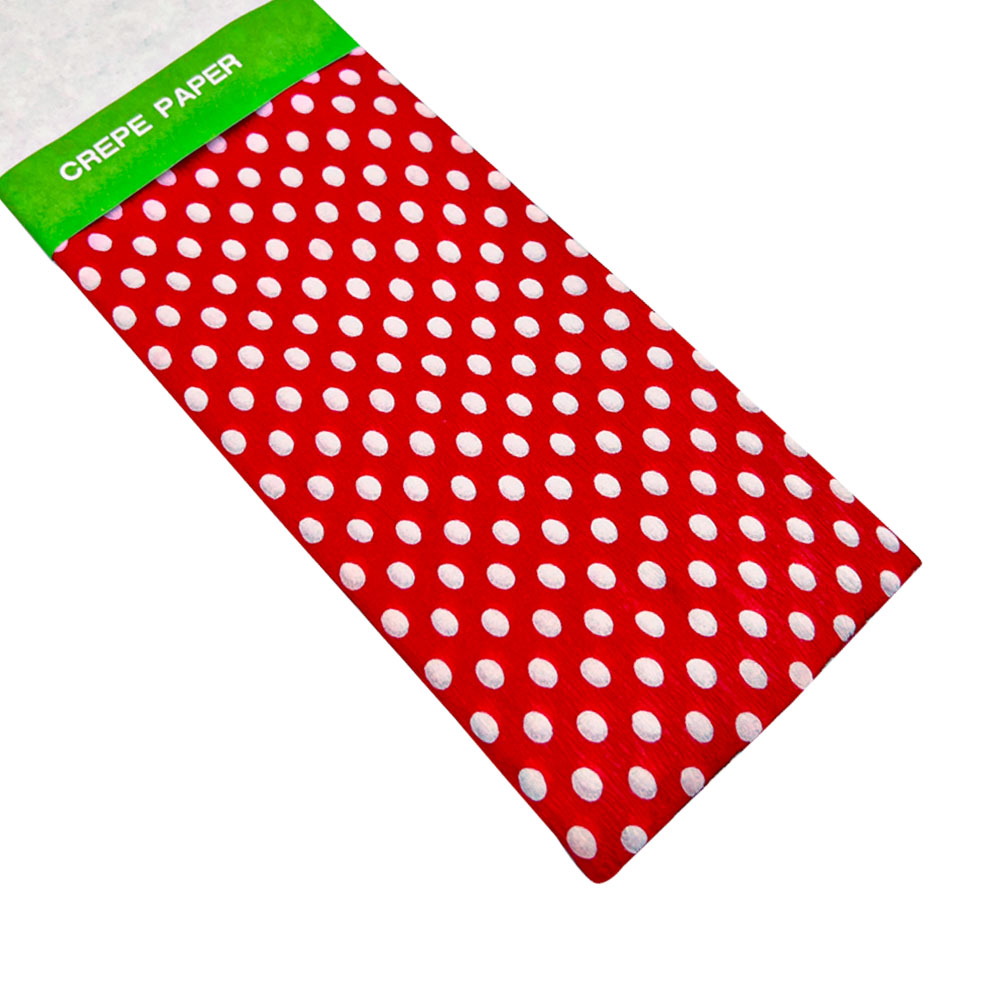 Rollo de Papel Crepé (50 x 150 cm) con patrón Punteado Rojo