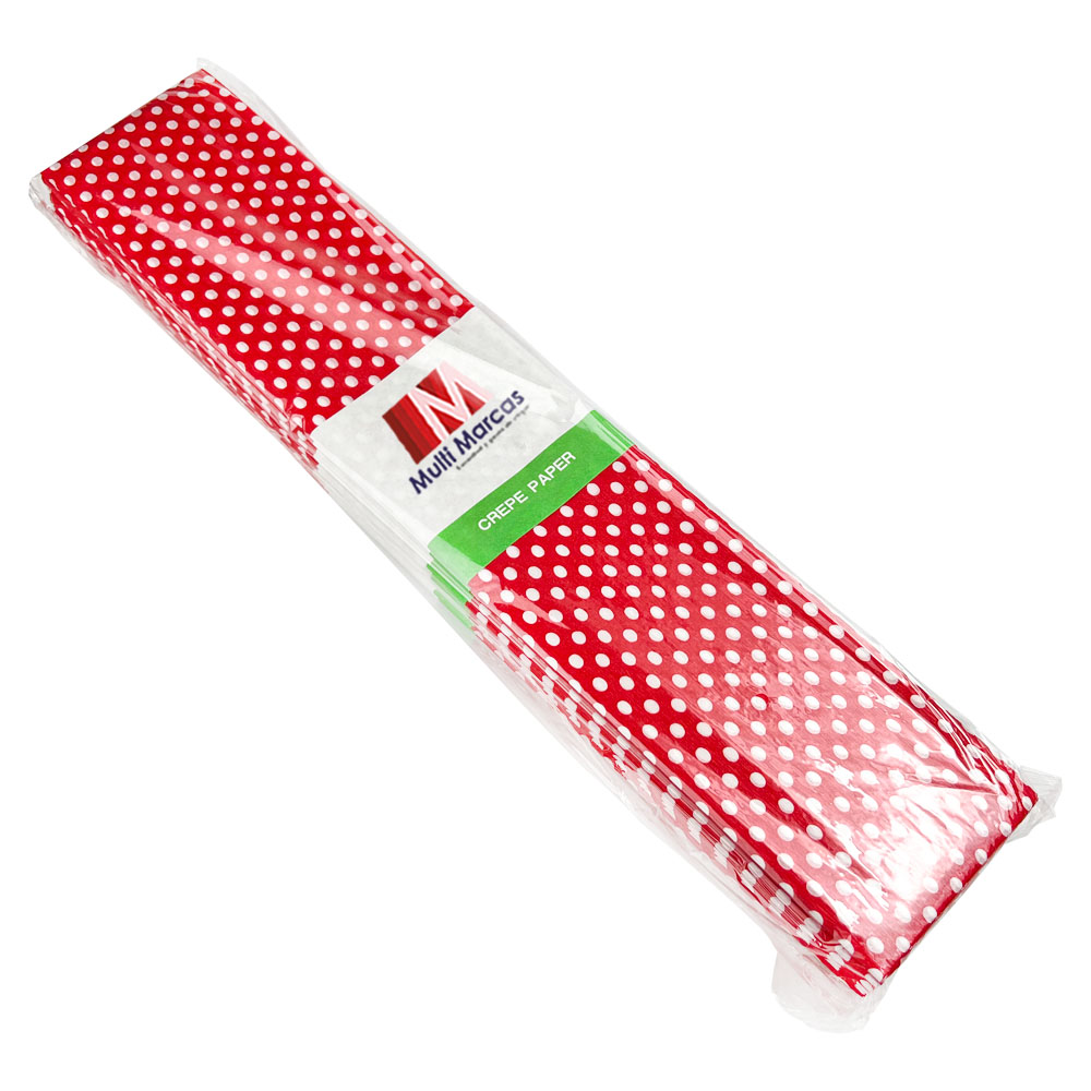 Rollo de Papel Crepé (50 x 150 cm) con patrón Punteado Rojo
