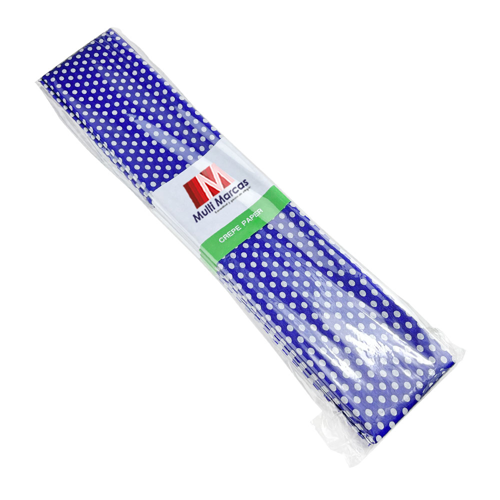 Rollo de Papel Crepé (50 x 150 cm) con patrón Punteado Azul