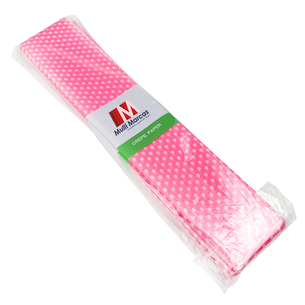 Rollo de Papel Crepé (50 x 150 cm) con patrón Punteado Rosa Pastel