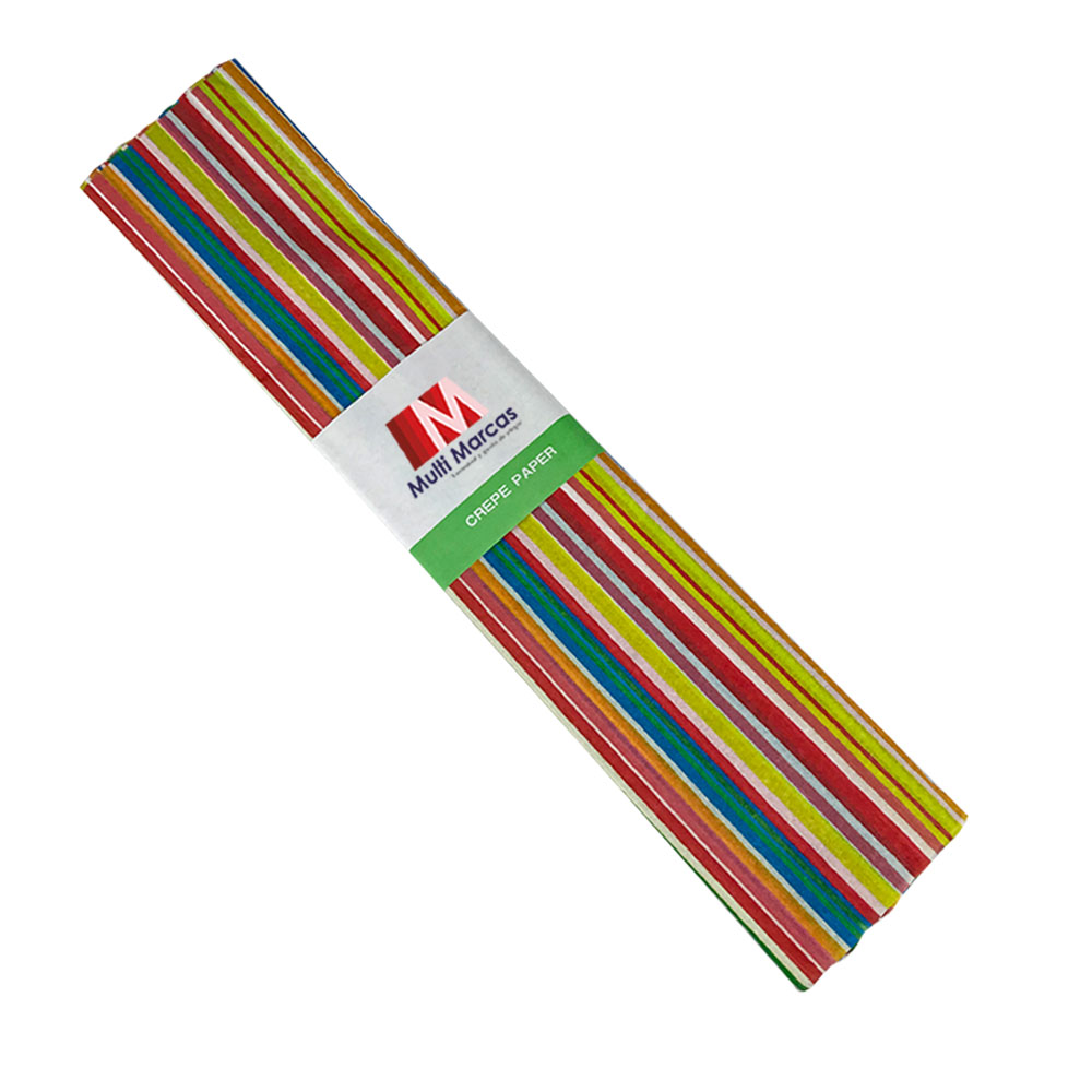 Rollo de Papel Crepé (50 x 150 cm) con patrón de Líneas Arcoiris
