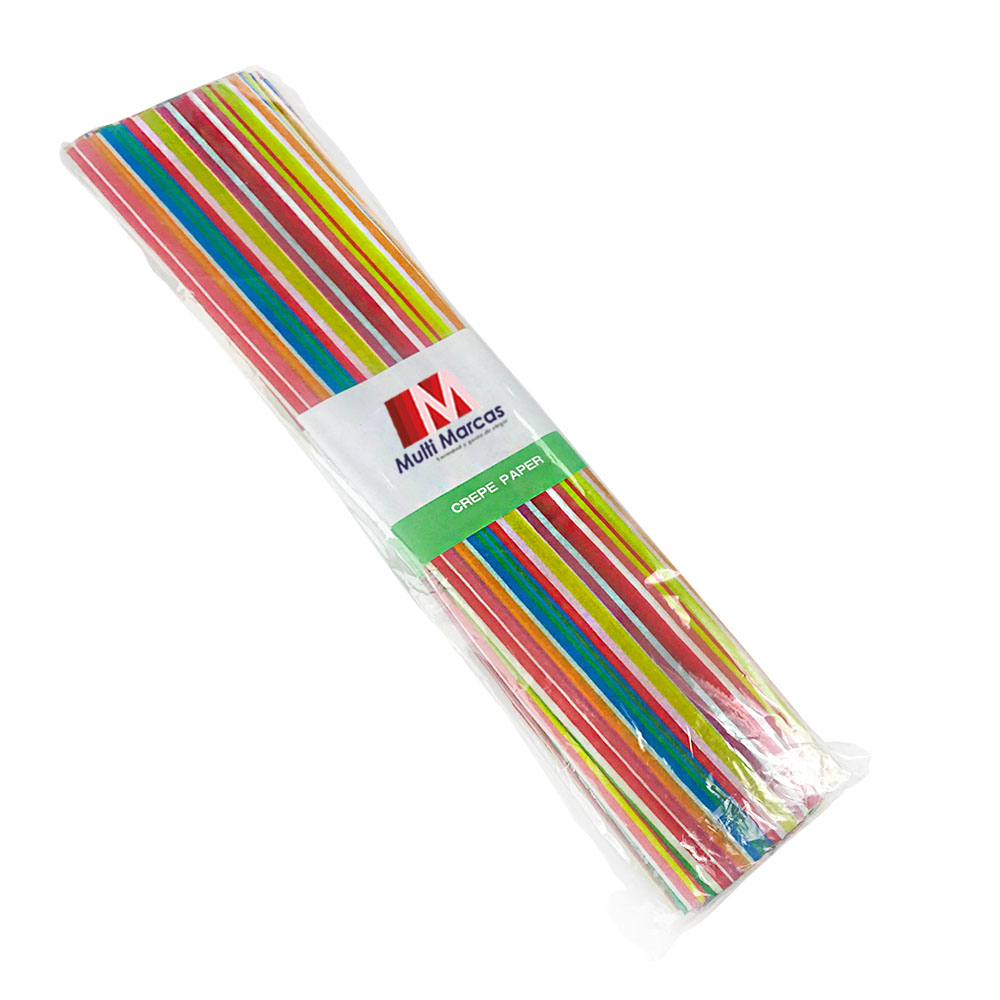 Rollo de Papel Crepé (50 x 150 cm) con patrón de Líneas Arcoiris