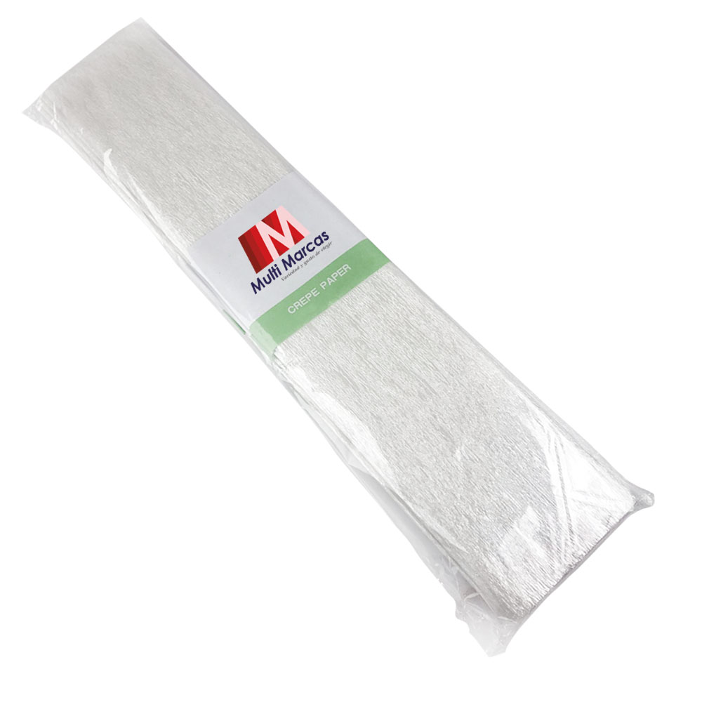 Rollo de Papel Crepé Metálico (50 x 150 cm) Blanco