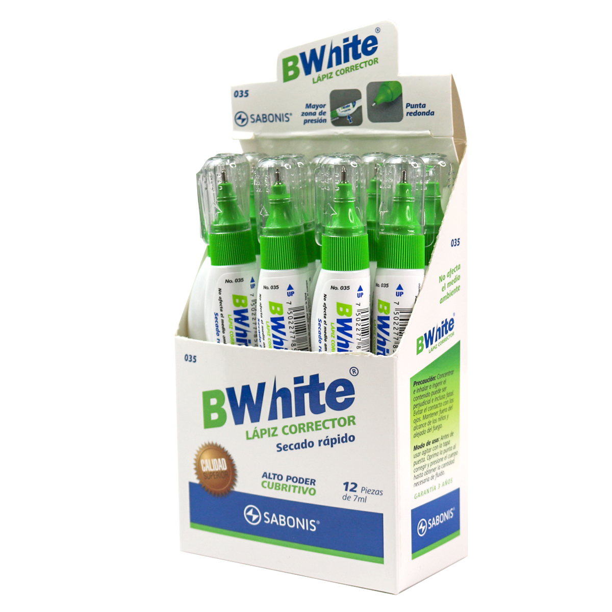 Corrector Líquido en Lápiz Bwhite, 7 ml. - C035 - SABONIS