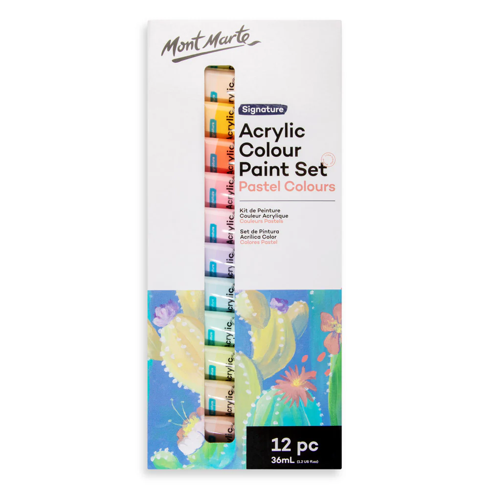 Set de 12 Pinturas Acrílicas Colores Pasteles Con Botes de 36ml - MSCP1236 - MONT MARTE
