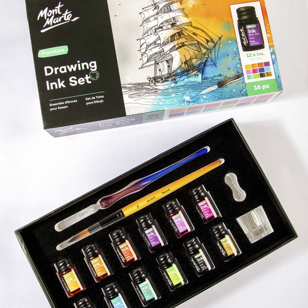 Set De 12 Tintas Para Dibujo Con Botes de 7ml - PMNK0004 - MONT MARTE