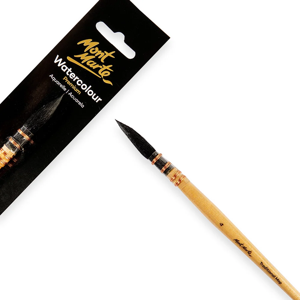 Pincel Mopa Tradicional #4 Para Acuarelas Premium - Mont Marte - MPB0090