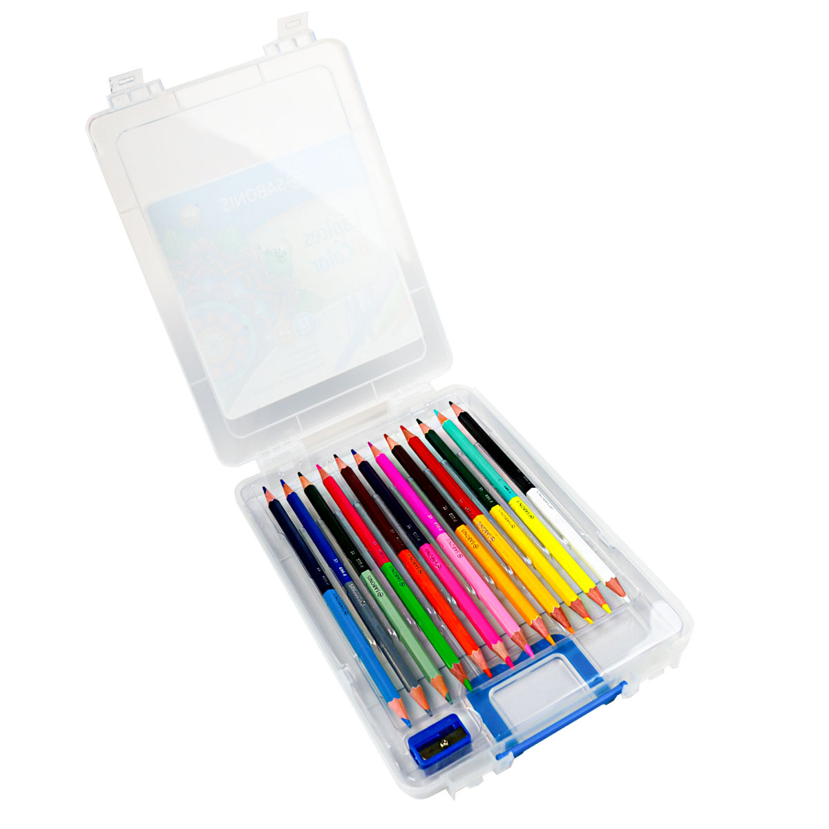 Set de 12 Lápices Bicolor / 24 Colores en Maletín de Plástico / Rígido + Tajador - P989 -  SABONIS
