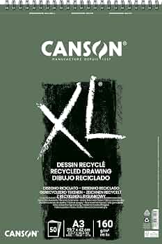 Block de Papel de Dibujo - CANSON RECYCLÉ RECYCLD EDRAWING DIBUJO XL- Tamaño A3 con 50 Hojas de 160 g/m² - CANSON