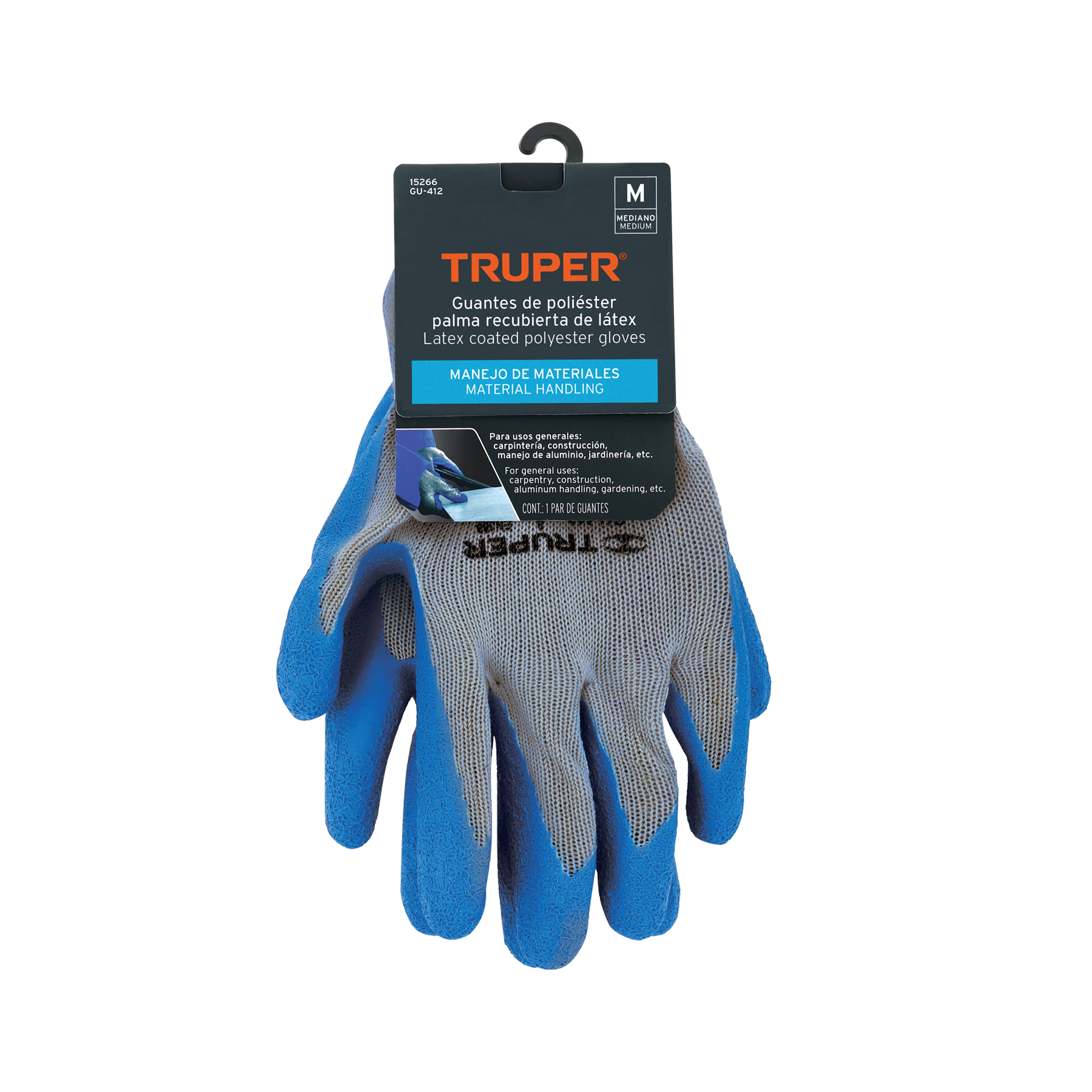 Guantes Multipropósito de Poliéster con Recubrimiento de Látex Rugoso, Talla S - TRUPER