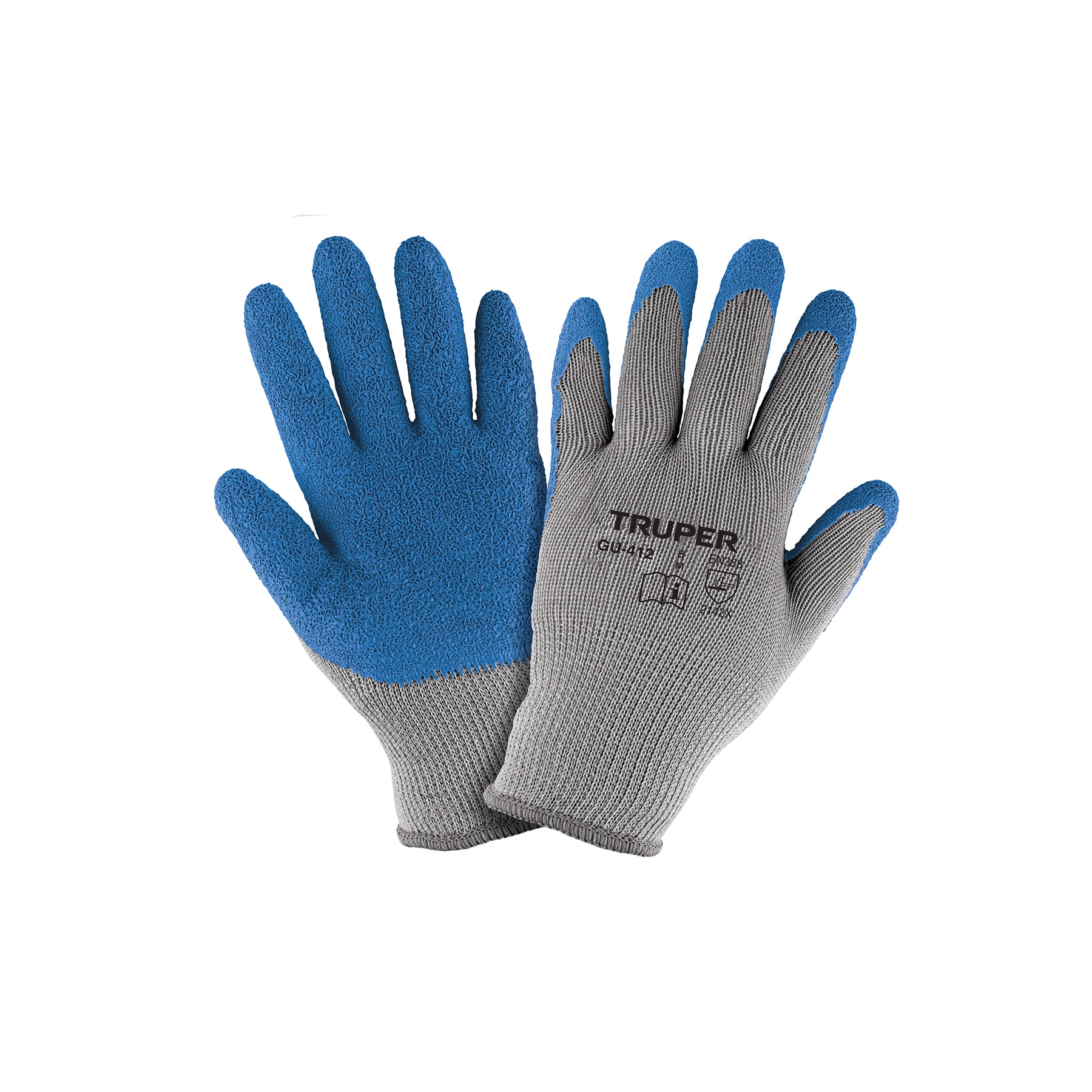 Guantes Multipropósito de Poliéster con Recubrimiento de Látex Rugoso, Talla M - TRUPER