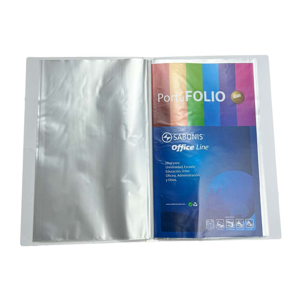 PORTAFOLIO PLÁSTICO CON 40 FUNDAS TAMAÑO OFICIO SABONIS CW40F