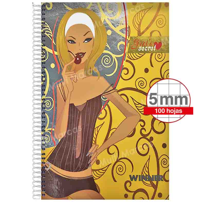 Cuaderno Espiral Winner Tamaño Oficio de 100 hojas