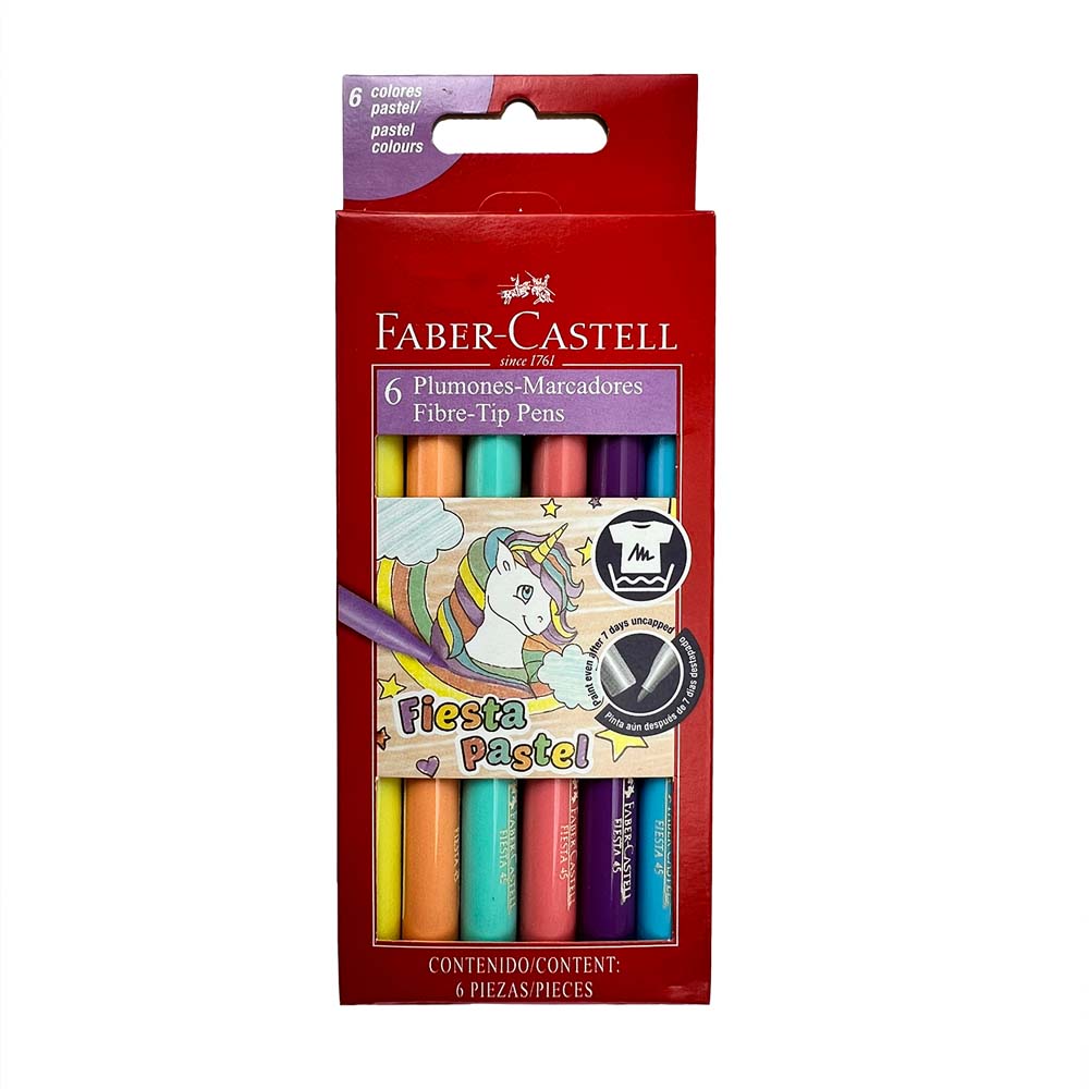 Set de 6 Marcadores (Plumones) Pasteles FABER CASTELL 555303