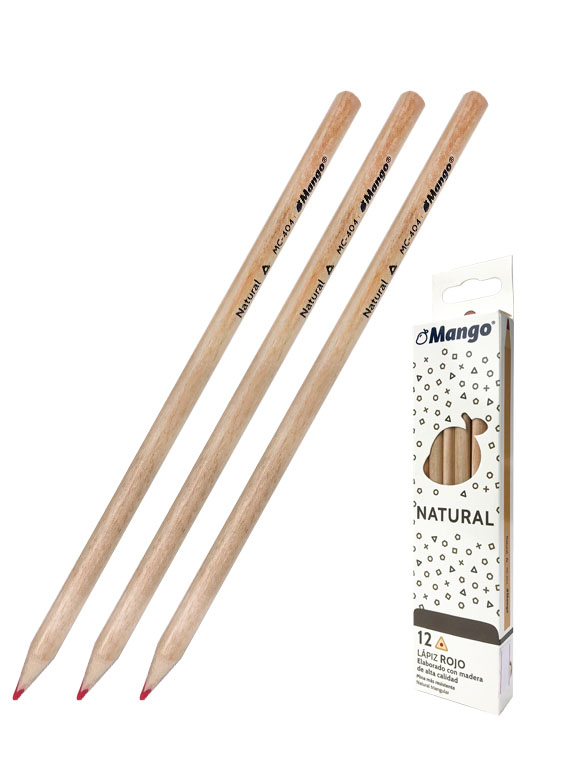 Docena de Lápiz Rojo Natural MC405 MANGO