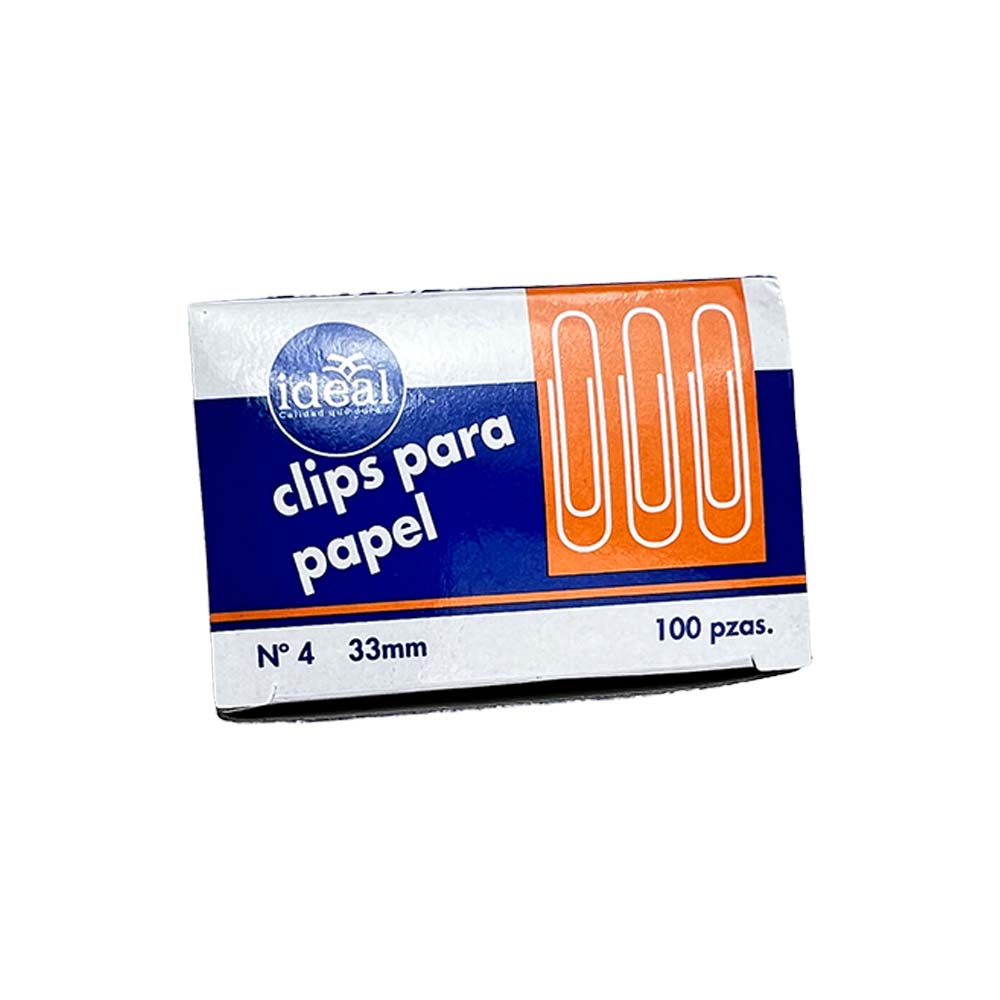 Set de 100 Clips Para Papel 33 mm. Nro. 4 IDEAL