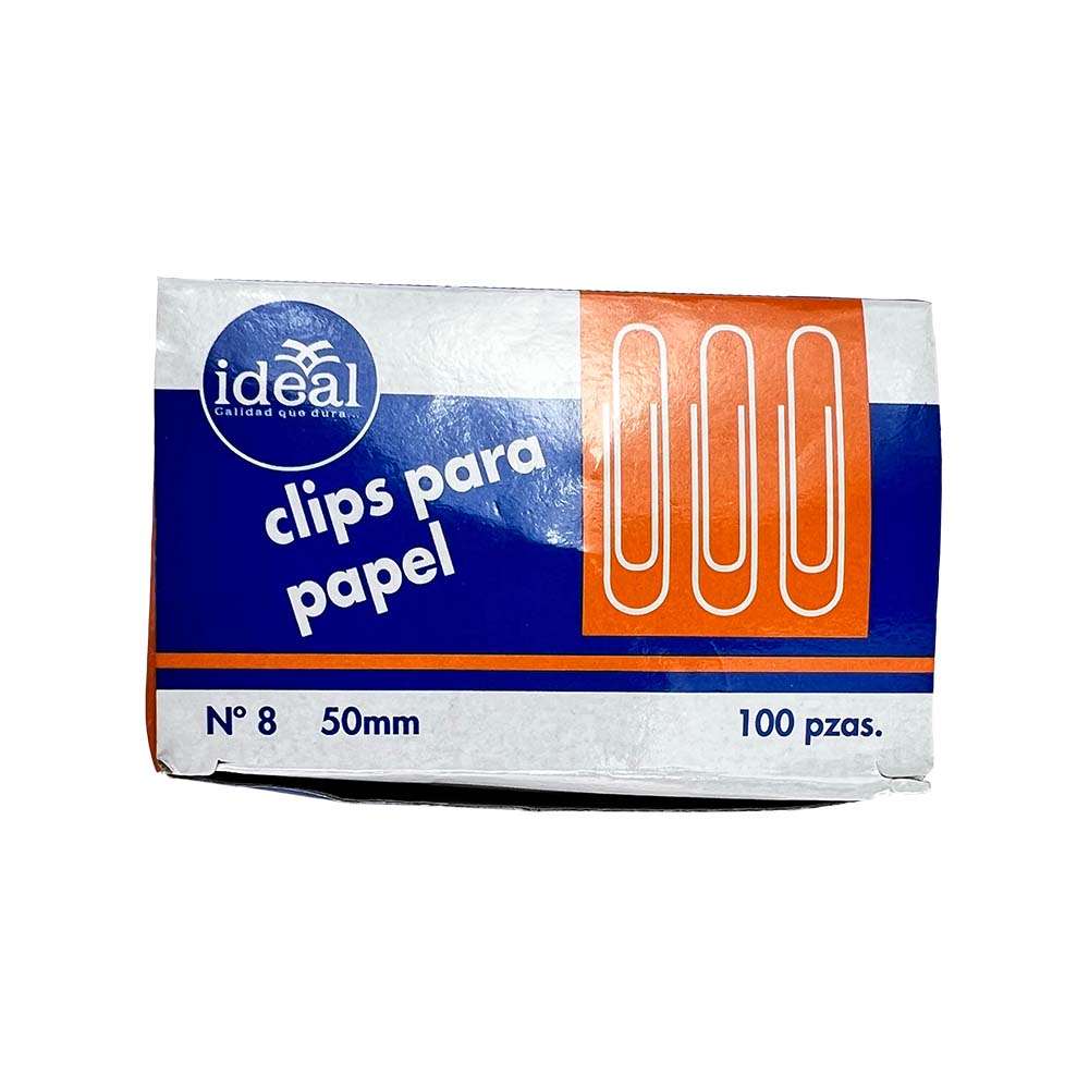 Set de 100 Clips para papel 50mm.  Nro. 8 - IDEAL