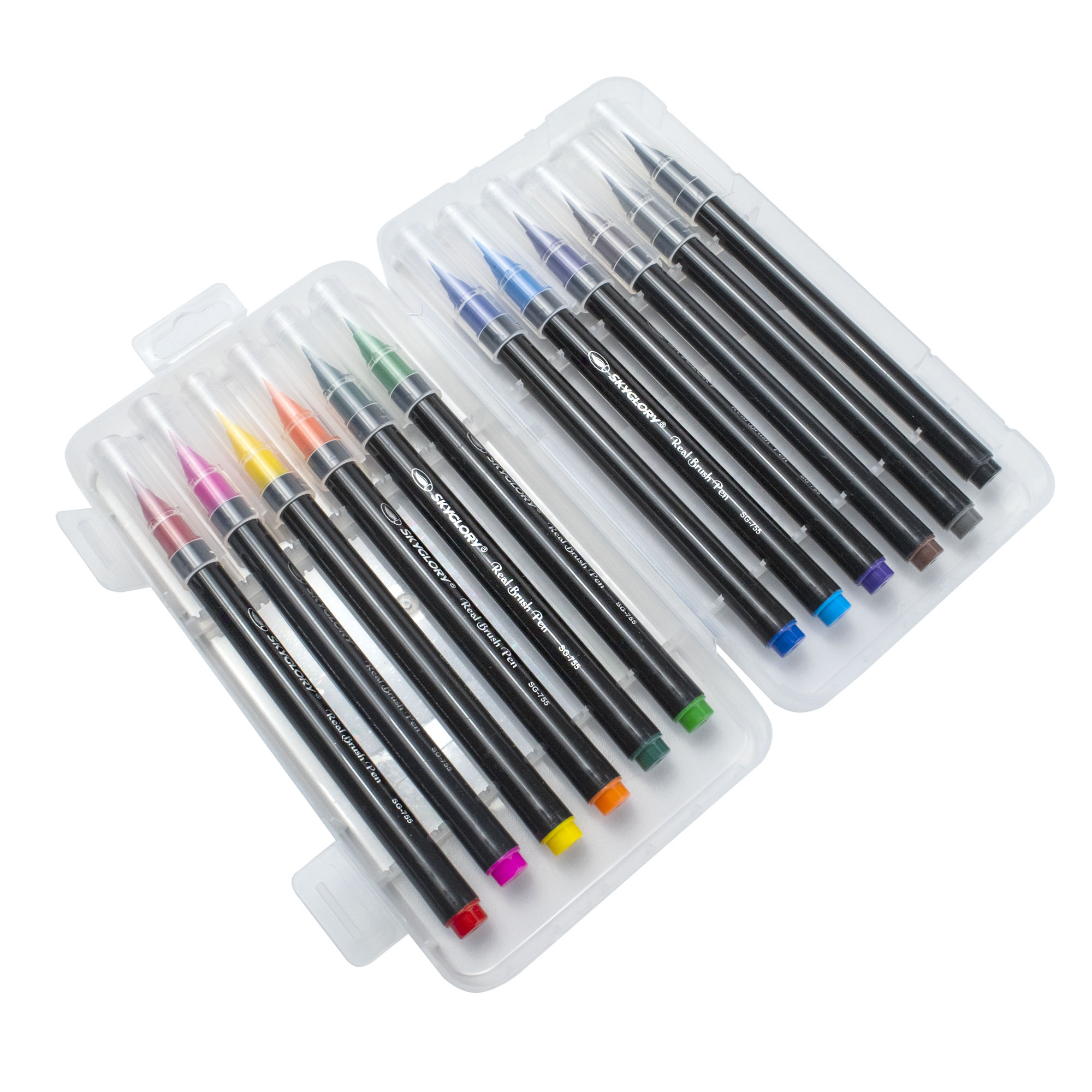 Estuche de 12 Marcadores Punta Pincel (Brush Pens) SG-755 SKY GLORY