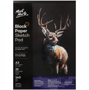 Block de dibujo de papel negro Mont Marte Signature 140 g/m² Tamaño A3 25 hojas MSB0059
