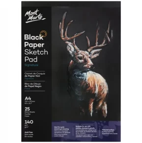 Block de dibujo de papel negro Mont Marte Signature 140 g/m² Tamaño A4 25 hojas MSB0060
