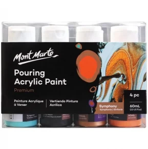 Juego de Pintura Acrílica Vertida Premium Mont Marte 4 Piezas x 60ml (2oz) - Symphony PMPP4201