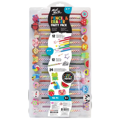 Juego de lápices y Colores con borradores Intercambiables - 48 piezas Mont Marte MMKC0196