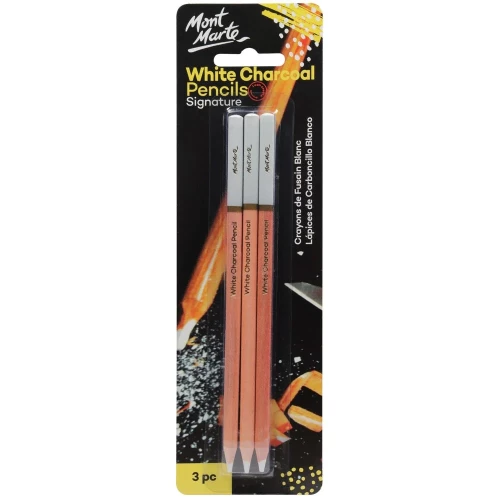 Set 3 Lápices Carboncillo /Carbón Blanco Signature -Mont Marte - MPN0041