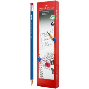 Caja de 12 Unidades de EcoLápiz de Grafito, 2HB Presto, Color Negro, Hexagonal - 1210AZS/12B -Faber-Castell