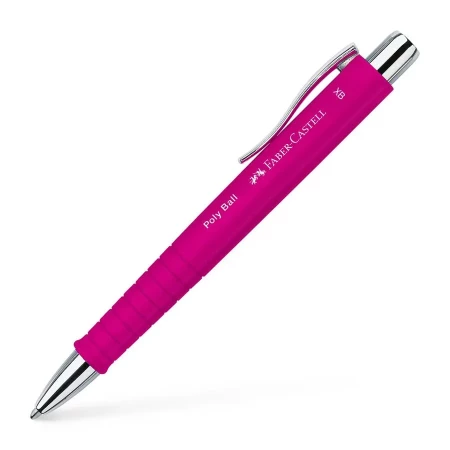 Bolígrafo Poly Ball Colours Cuerpo Rosa - Tinta Azul - 241128 - Faber-Castell