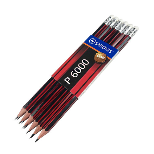 Docena de Lapices Grafito HB con Goma - P6000 - SABONIS