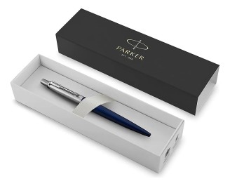 Boligrafo Parker JotterRoyal Blue, Tinta Azul, Cuerpo Plateado y Azul - 1953186 - Parker
